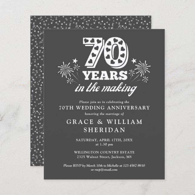 Budget In The Making 70th Anniversary Invitation (Front/Back)