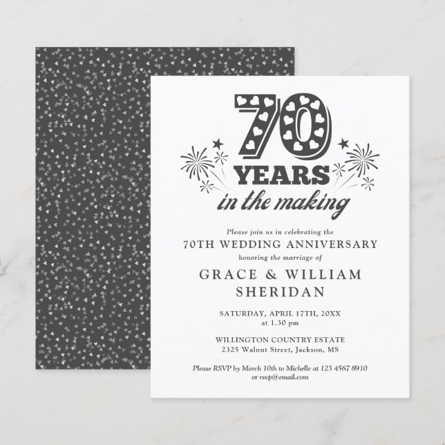 Budget In The Making 70th Anniversary Invitation (Front/Back)