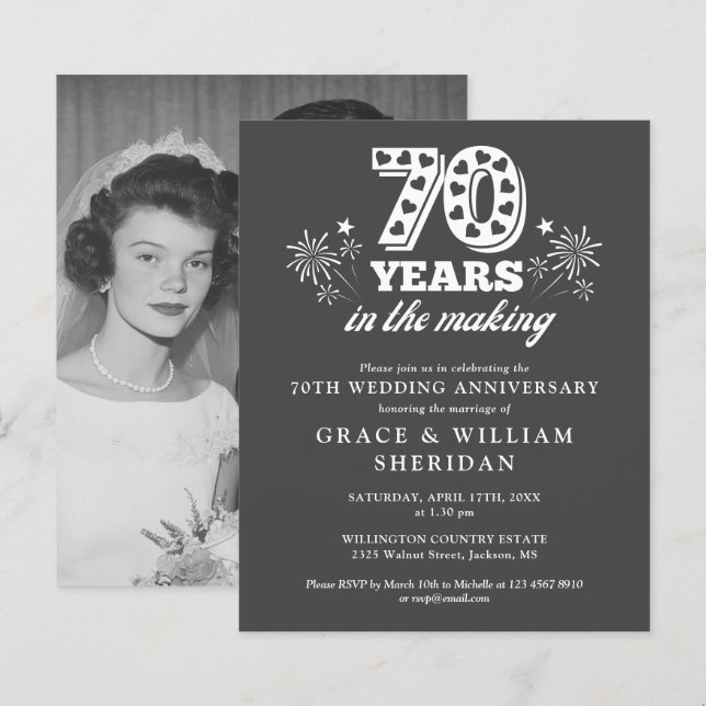 Budget In The Making 70th Anniversary Photo Invite (Front/Back)