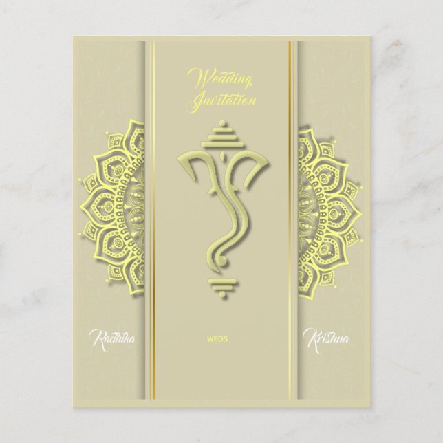 Budget Indian hindu wedding Ganesha invitation  (Front)