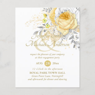 Budget Indulgent White Gold Roses Wedding Paper