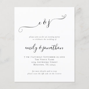 Budget Initials Script QR Wedding Evening Invite