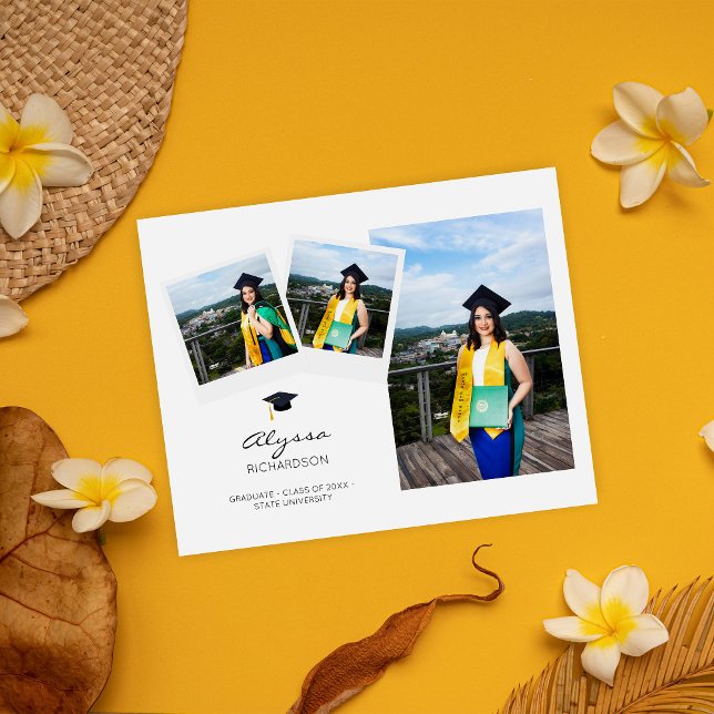 Budget Instant 3 Photo Graduation Hat Announcement Flyer (Creator Uploaded)