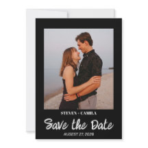 Budget Instant photo Black wedding save the date 