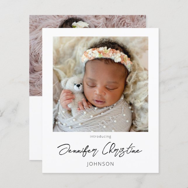 Budget Instant Two Photo Birth Announcement 4 (Front/Back)