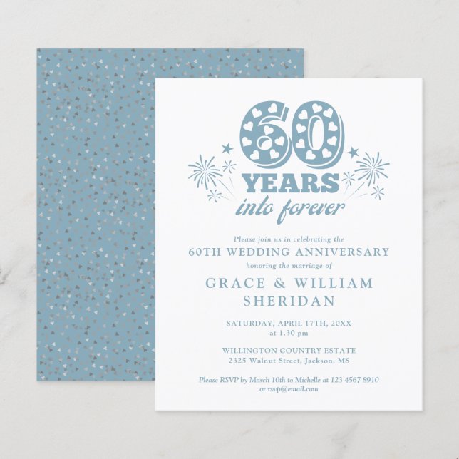 Budget Into Forever 60th Anniversary Invitation (Front/Back)