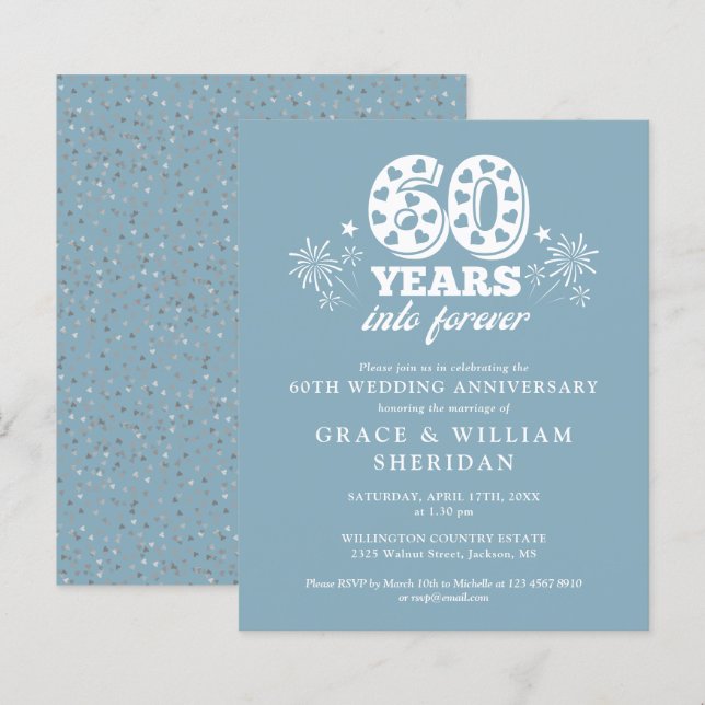 Budget Into Forever 60th Anniversary Invitation (Front/Back)