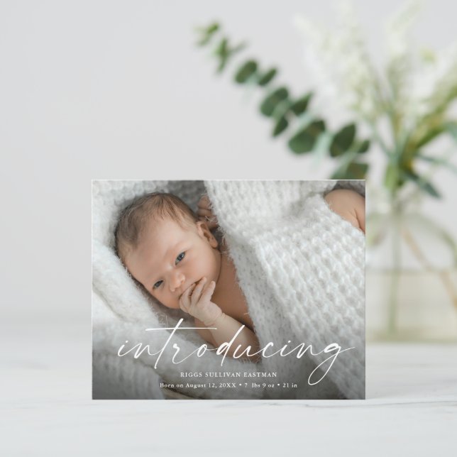 Budget Introducing Baby Photo Thank You Card (Standing Front)