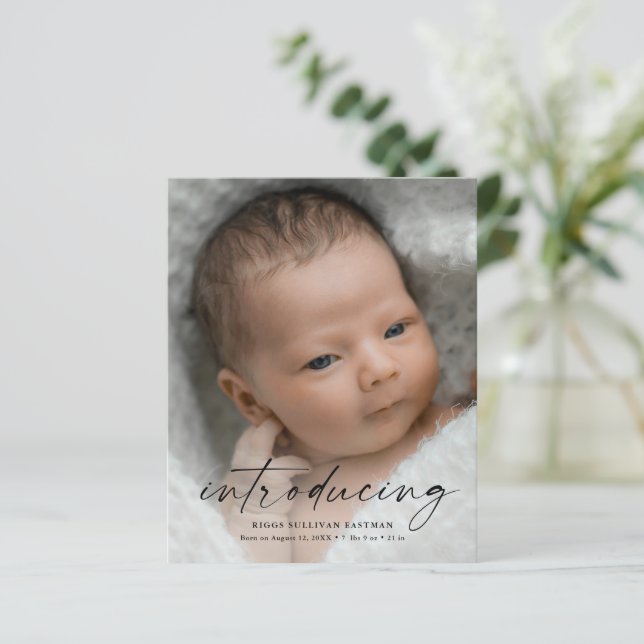 Budget Introducing Baby Photo Thank You Card (Standing Front)