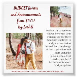 BUDGET Invitation Announcement Save the Date PHOTO