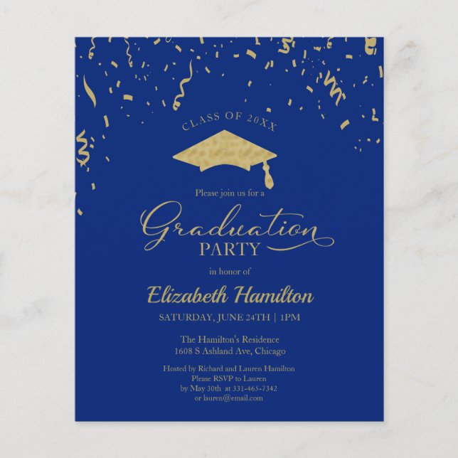 Budget Invitation High School Grad Party Confetti (Front)