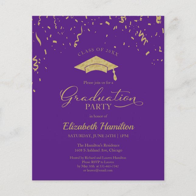 Budget Invitation High School Grad Party Confetti (Front)