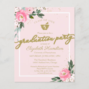 Budget Invitation Pharmacy Grad Party Floral