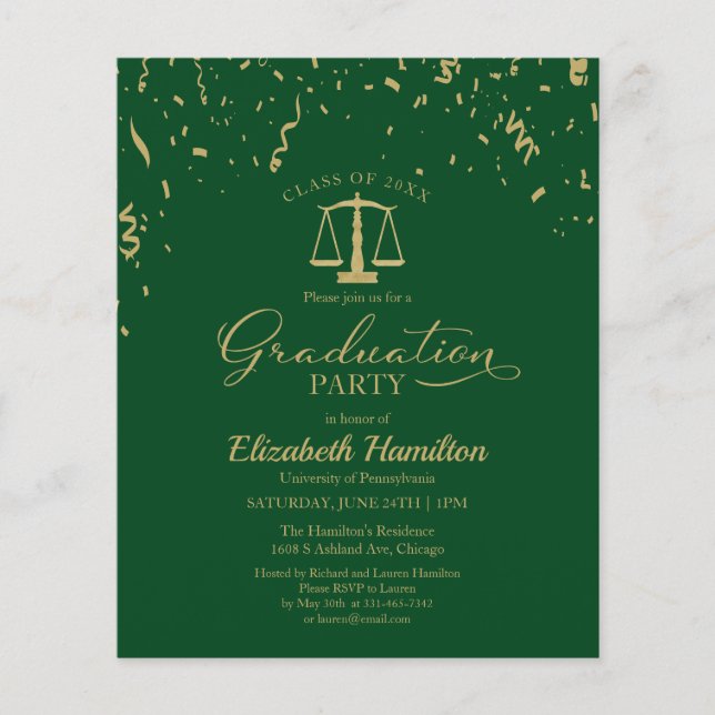 Budget Invitations Law School Graduation Party (Front)