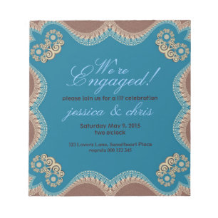 Budget Invitations   Modern Lace Engagement Notepad