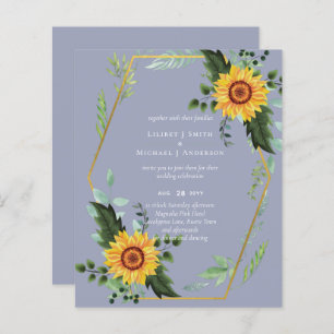 BUDGET INVITATIONS - Watercolor SUNFLOWERS  Gold