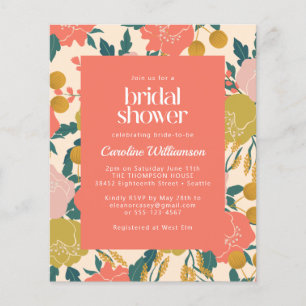 Budget Invite Boho Orange Botanical Bridal Shower