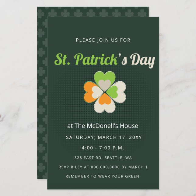 Budget Irish Flag St Patricks Day Invitation (Front/Back)