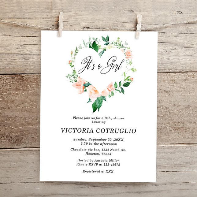 Budget It is a Girl Peach Baby Shower  (Creator Uploaded)