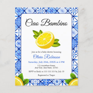Budget Italian Ciao Bambino Baby Shower Invite