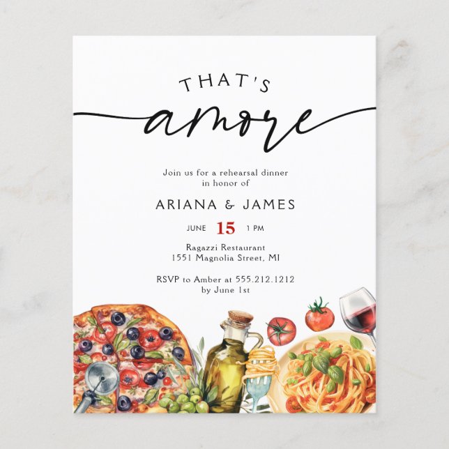 Budget Italian That's Amore Rehearsal Dinner (Front)
