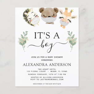 Budget It's a Boy Baby Shower Woodland Eucalyptus Flyer
