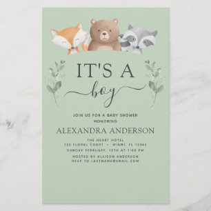 Budget It's a Boy Baby Shower Woodland Greenery