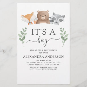 Budget It's a Boy Baby Shower Woodland Greenery
