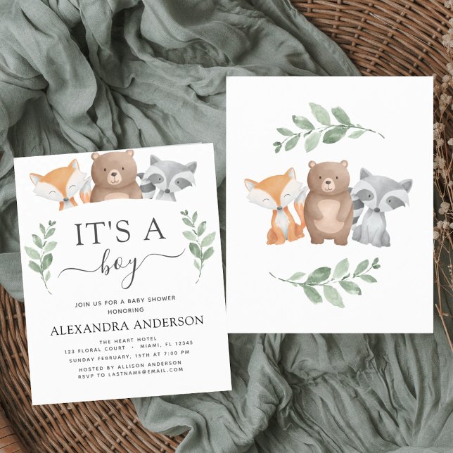 Budget It's a Boy Baby Shower Woodland Invitation (Creator Uploaded)