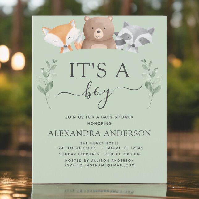 Budget It's a Boy Baby Shower Woodland Invitation (Creator Uploaded)