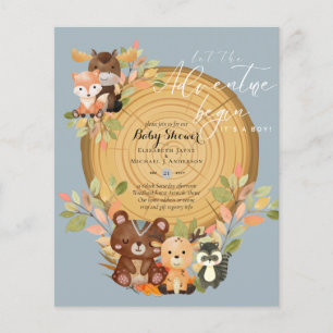 BUDGET It's A Boy WOODLAND ANIMALS Baby Shower Flyer