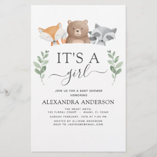 Budget It's a Girl Baby Shower Woodland Greenery