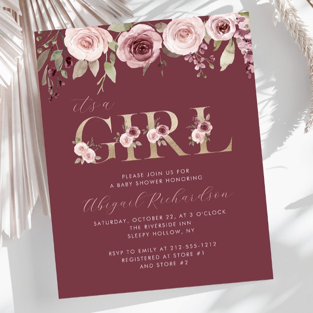 Budget Its a Girl Burgundy Blush Baby Shower (Creator Uploaded)