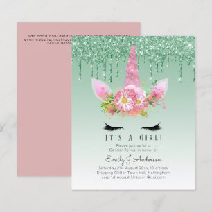 BUDGET It's A Girl Glittery Unicorn Baby Shower