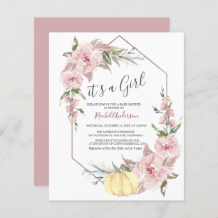 Budget It's a Girl Pumpkin Baby Shower Invitation