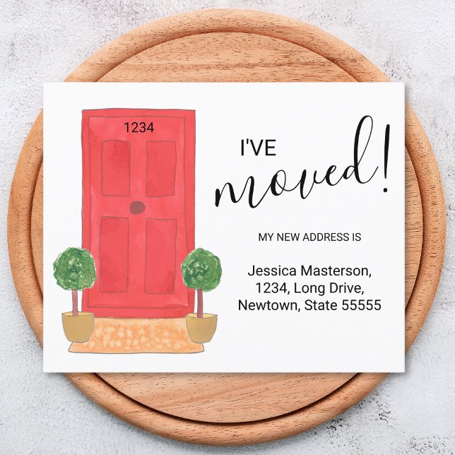 Budget I've Moved Red Door Announcement Card (Creator Uploaded)