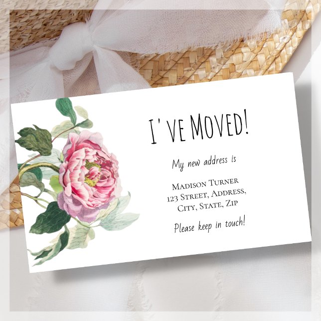 Budget I've Moved Rose Announcement Card (Creator Uploaded)