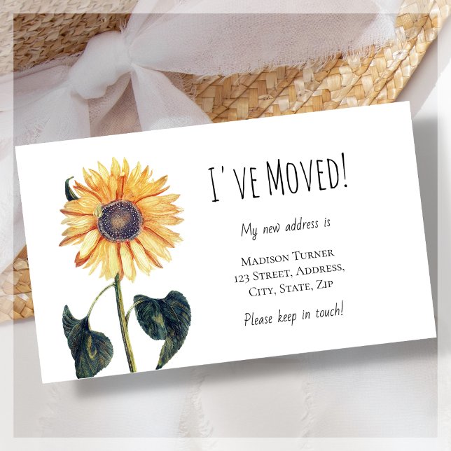 Budget I've Moved Sunflower Announcement Card (Creator Uploaded)