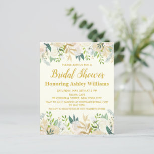 Budget Ivory Greenery Bridal Shower Invitation
