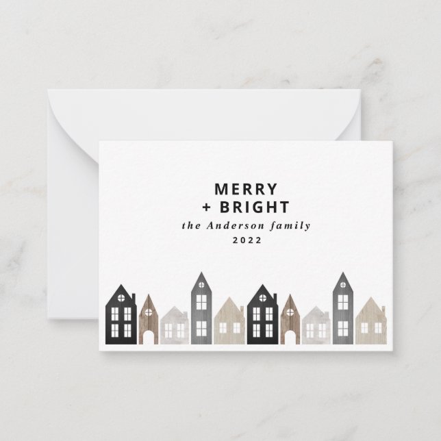 budget Japandi Christmas Nordic houses stylish  Card (Front)