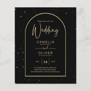 BUDGET Jet BLACK GOLD Starry Night Wedding INVITE Flyer