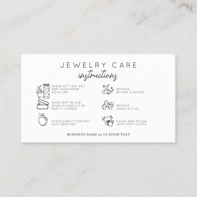 Budget Jewellery Care Instructions Earring Busines Business Card (Front)