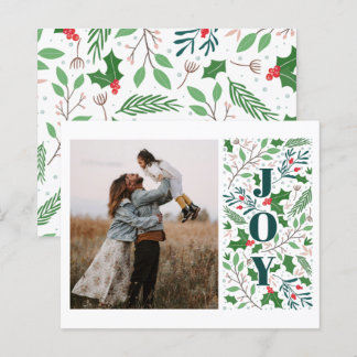 Budget JOY Holly Berries Photo Holiday Card