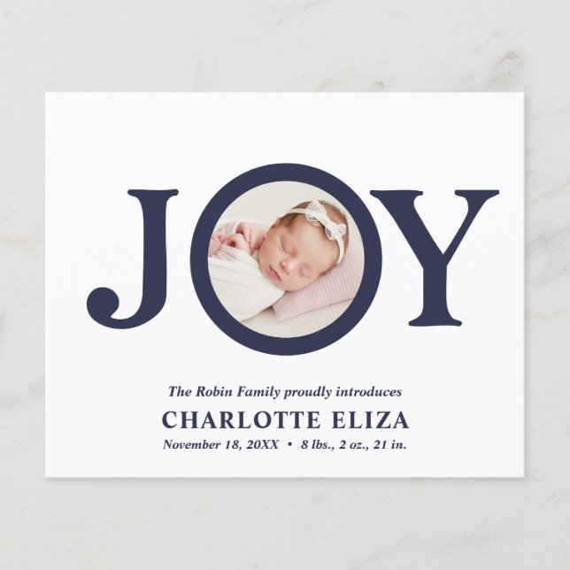 BUDGET Joy White Navy Photo Baby First Christmas  (Front)
