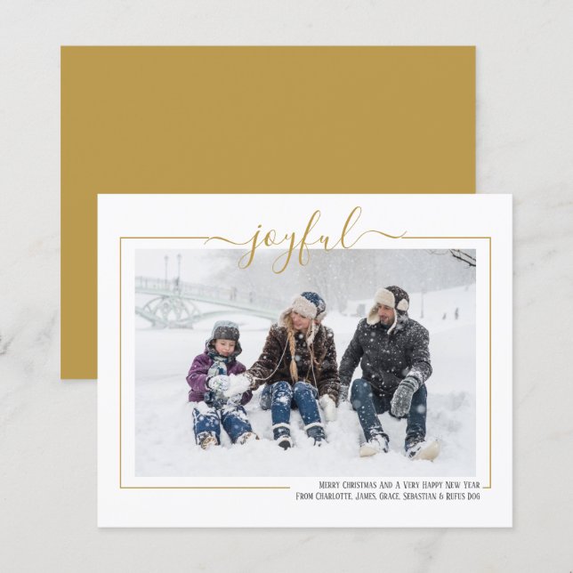 BUDGET Joyful Photo Personalised Christmas Card (Front/Back)