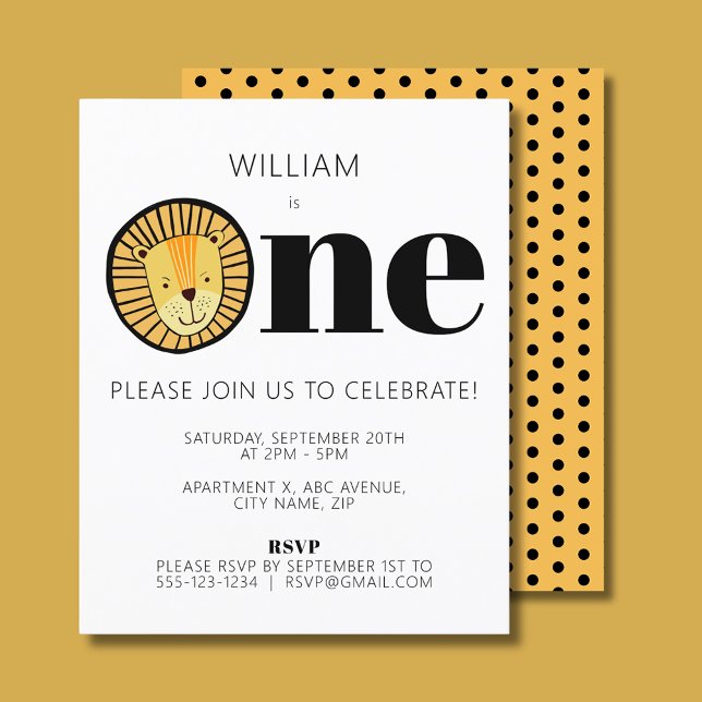 Budget Jungle Lion Boys First Birthday Party (Wild One Lion First Birthday Invitation )
