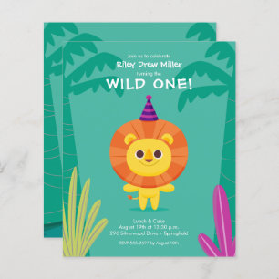 Budget Jungle Lion Kid's Birthday Invitations