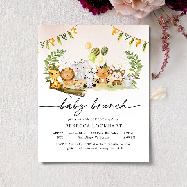 Budget Jungle Party Girl Baby Brunch Invitation  (Creator Uploaded)