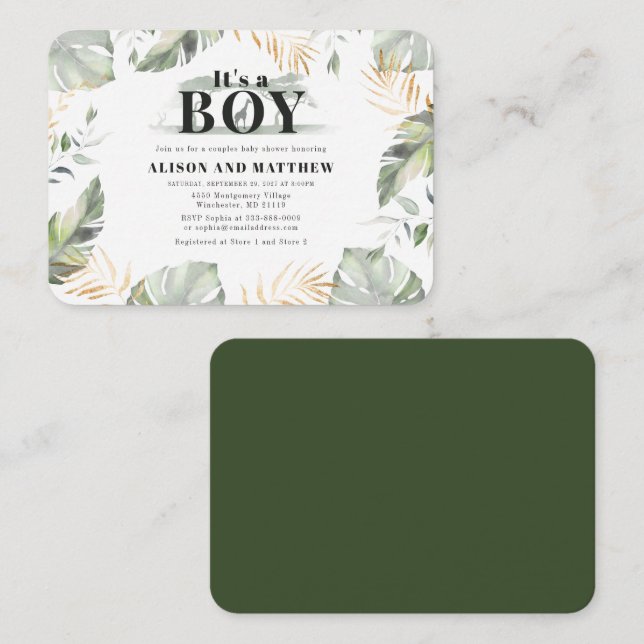 Budget Jungle Safari Animal Baby Shower Invitation (Front/Back)