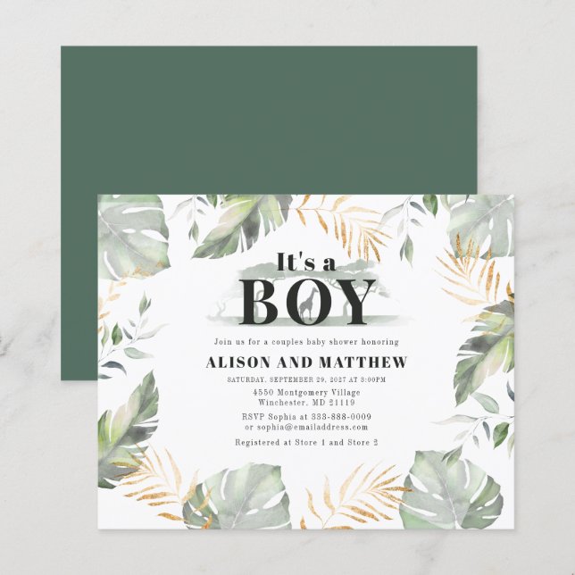 Budget Jungle Safari Couples Baby Shower (Front/Back)